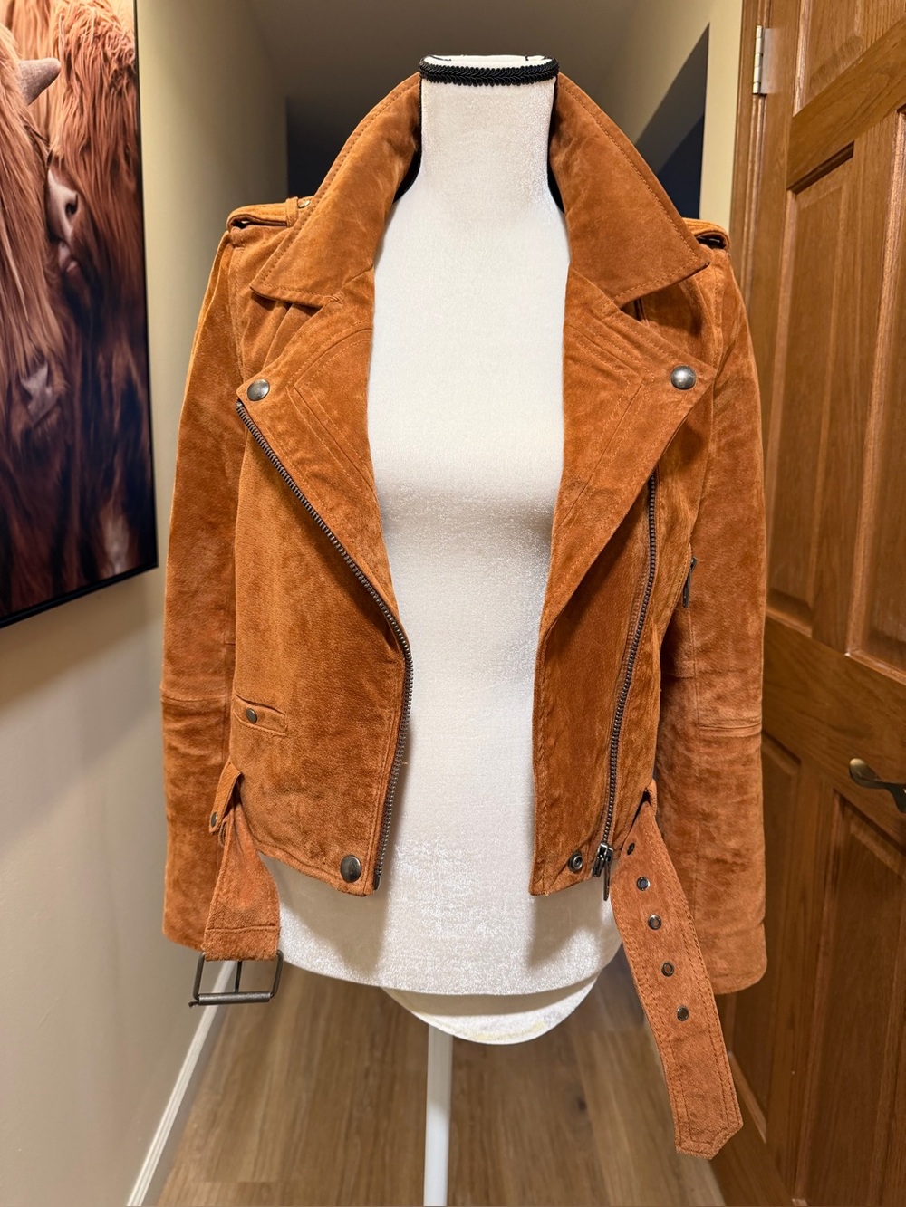 BLANK NYC Size M Cognac Suede Leather Moto Biker Jacket